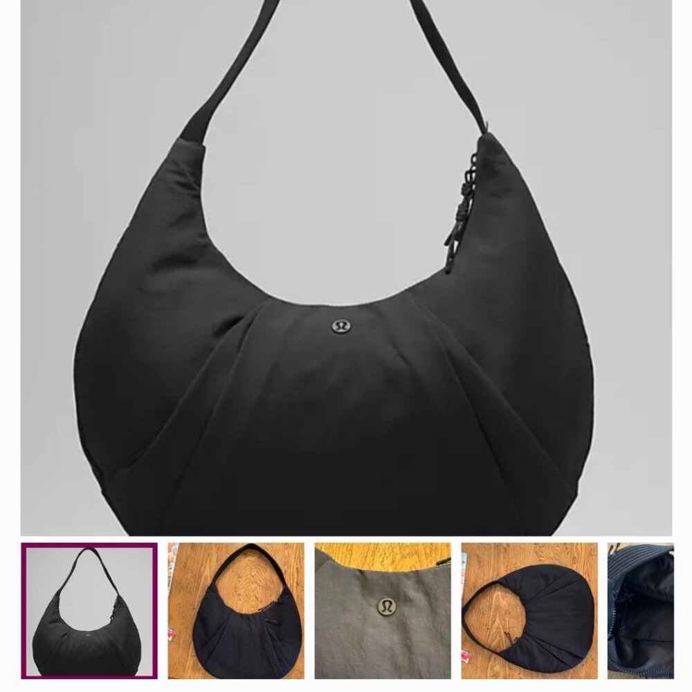 Lululemon black pleated shoulder bag NWT